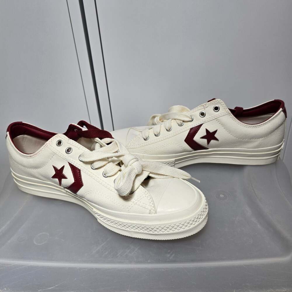 Converse All Star Low Sneakers in White and Maroon